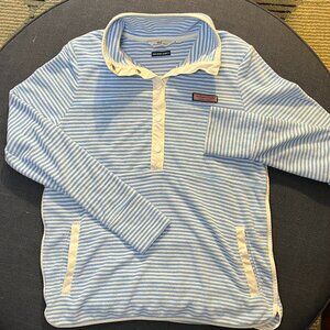 Vineyard Vines Blue & White Stripe Shep Shirt Pullover | Snap Neck